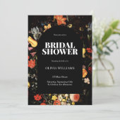 Invitation Fête des mariées florale noire (Debout devant)