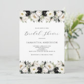 Invitation Fête des mariées florale noire blanche (Debout devant)