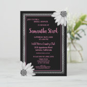 Invitation Fête des mariées florale noire et blanche (Debout devant)