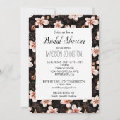 Invitation Fête des mariées florale noire rose rose rose noir (Devant)