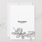 Invitation Fête des mariées florale noire simple et élégante (Dos)