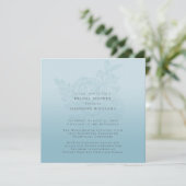 Invitation Fête des mariées Florale Ombre Bleu (Debout devant)