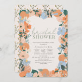 Invitation Fête des mariées Florale orange (Devant / Derrière)