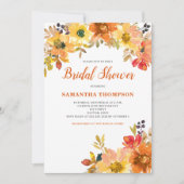 Invitation Fête des mariées Florale Orange Brûlé (Devant)