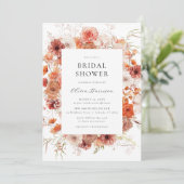 Invitation Fête des mariées florale orange d'automne (Debout devant)
