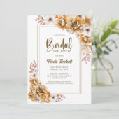 Invitation Fête des mariées florale orange élégant (Debout devant)