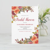 Invitation Fête des mariées Florale Orange Terracotta (Debout devant)