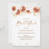 Invitation Fête des mariées Florale Orange Terracotta Brûlée (Devant)