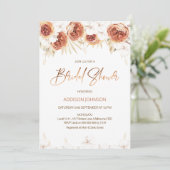 Invitation Fête des mariées Florale Orange Terracotta Brûlée (Debout devant)