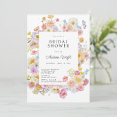 Invitation Fête des mariées florale Pastel Bloom (Debout devant)