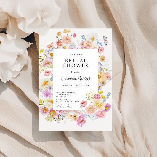 Invitation Fête des mariées florale Pastel Bloom