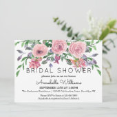 Invitation Fête des mariées florale Pastel rose simple et mod (Debout devant)