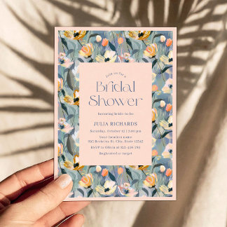 Invitation Fête des mariées florale Pastel Vintage Retro