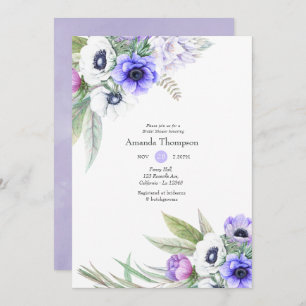 Invitation Fête des mariées florale Pastel Violet et Plum