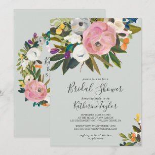 Invitation Fête des mariées florale peinte