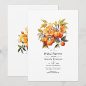 Invitation Fête des mariées florale Persimmon (Devant / Derrière)