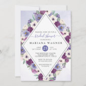 Invitation Fête des mariées florale pourpre (Devant)