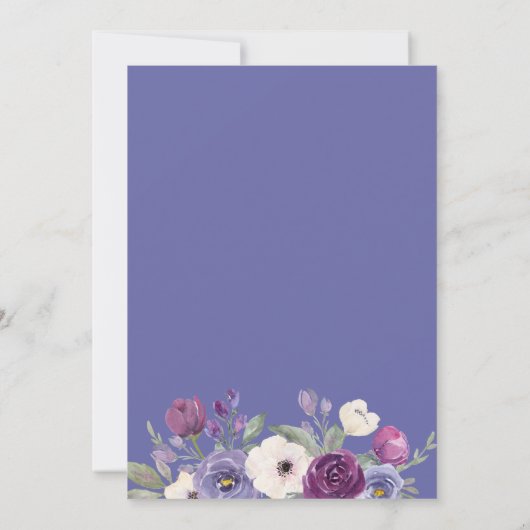 Invitation Fête des mariées florale pourpre (Dos)