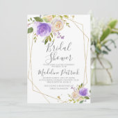 Invitation Fête des mariées florale pourpre (Debout devant)