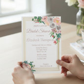 Invitation Fête des mariées florale pourpre