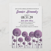 Invitation Fête des mariées florale pourpre (Devant / Derrière)