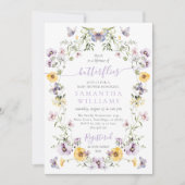 Invitation Fête des mariées florale pourpre pourpre de papill (Devant)