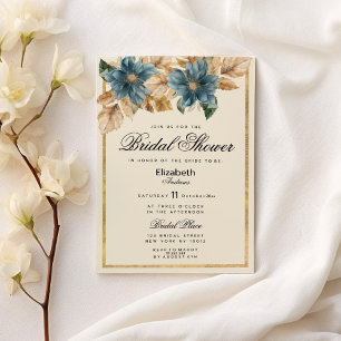 Invitation Fête des mariées florale printanière en ivoire ble