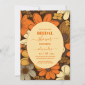 Invitation Fête des mariées florale rétro des années 70 (Devant)