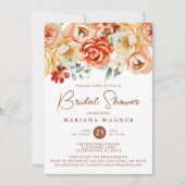 Invitation Fête des mariées florale romantique beige rouille (Devant)