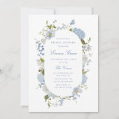 Invitation Fête des mariées florale romantique bleu doux (Devant)