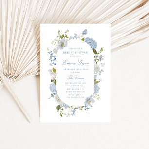 Invitation Fête des mariées florale romantique bleu doux