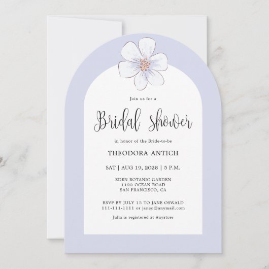 Invitation Fête des mariées florale romantique Lilac (Devant)