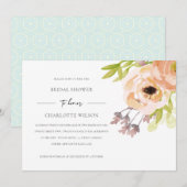 INVITATION FÊTE DES MARIÉES FLORALE ROMANTIQUE ROMANTIQUE ROS (Devant / Derrière)