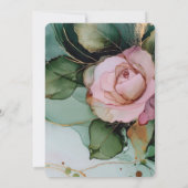 Invitation Fête des mariées florale romantique rose rose blan (Dos)