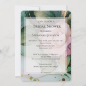 Invitation Fête des mariées florale romantique rose rose blan (Devant)