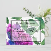 Invitation Fête des mariées florale romantique violet rose (Debout devant)