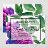 Invitation Fête des mariées florale romantique violet rose (Devant / Derrière)