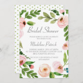 Invitation Fête des mariées florale rose (Devant / Derrière)