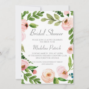 Invitation Fête des mariées florale rose