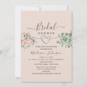 Invitation Fête des mariées florale rose (Devant)