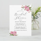 Invitation Fête des mariées florale rose (Debout devant)