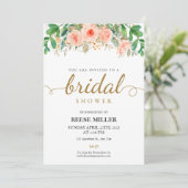 Invitation Fête des mariées florale rose (Debout devant)