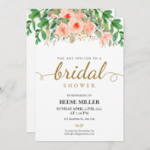 Invitation Fête des mariées florale rose (Devant / Derrière)