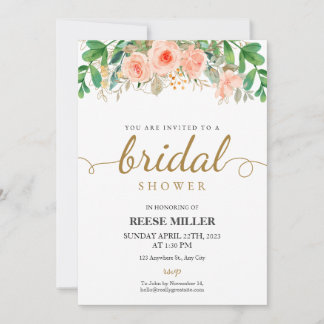 Invitation Fête des mariées florale rose