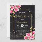 Invitation Fête des mariées florale rose (Devant)