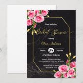 Invitation Fête des mariées florale rose (Devant / Derrière)