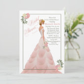 Invitation Fête des mariées florale rose (Debout devant)