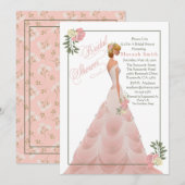 Invitation Fête des mariées florale rose (Devant / Derrière)