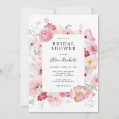 Invitation Fête des mariées florale rose (Devant)