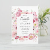 Invitation Fête des mariées florale rose (Debout devant)